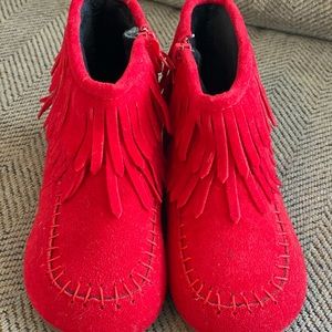 Toddler Girl Size 10 Red Mocassin Shoe